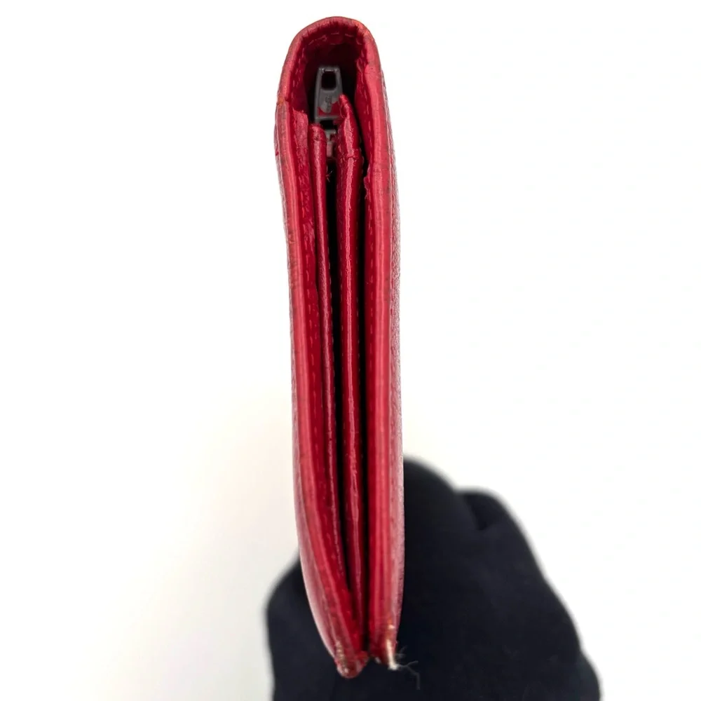 Chanel Red Grained Leather Wallet